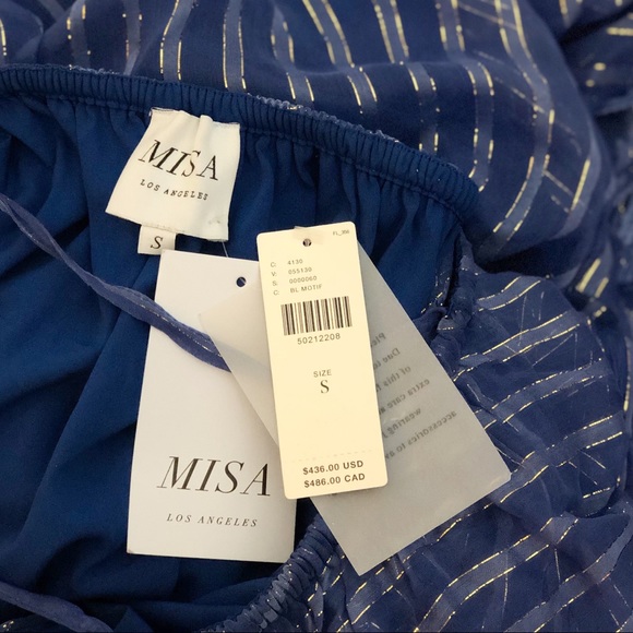 MISA Ambrosia Ruffle Hem Striped Midi Dress - Picture 8 of 8